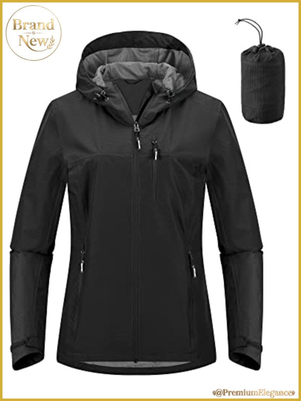 Women's Waterproof Packable Rain Jacket Hooded Lightweight Outdoor